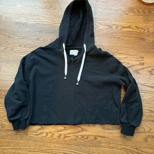 Anthropologie Saturday Sunday Black Women's Hoodie cropped Sweatshirt